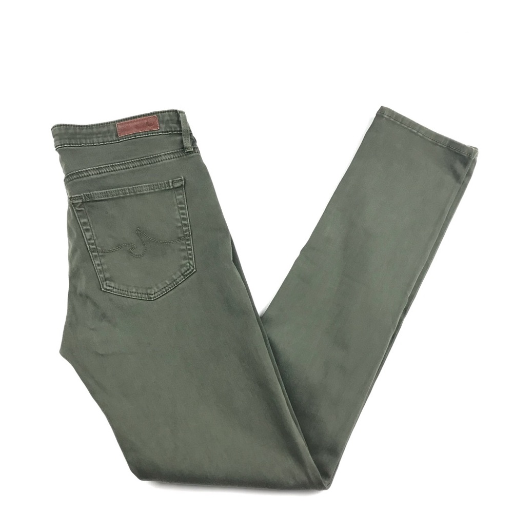 AG Denim mid Rise cigarette skinny green jeans